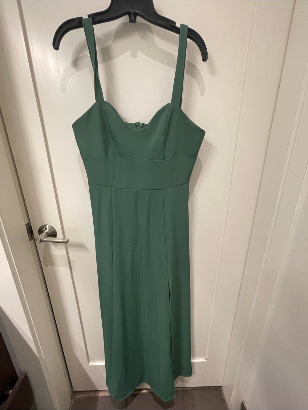 RIHOAS Emerald Green Midi Dress with Sweetheart Bodice